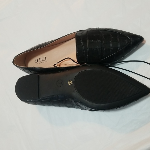 a.n.a New Black Croc Pattern Flats size 7.5 - Picture 2 of 3